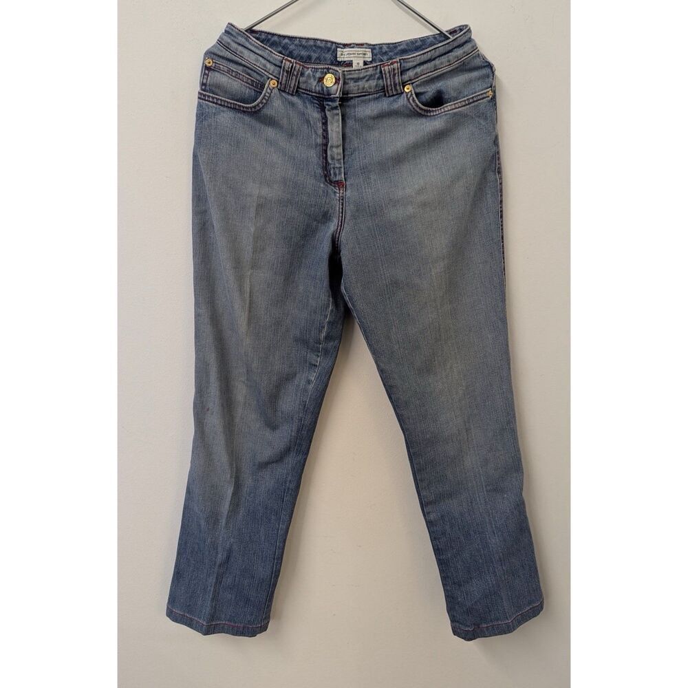 Womens St John Sport Jeans Size 10 Red Stitching Straight Leg